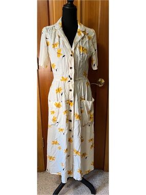 Urban Outfitters White Maxi Dress with Yellow Floral Print